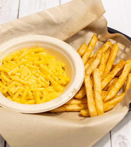 Mac and cheese with French fries