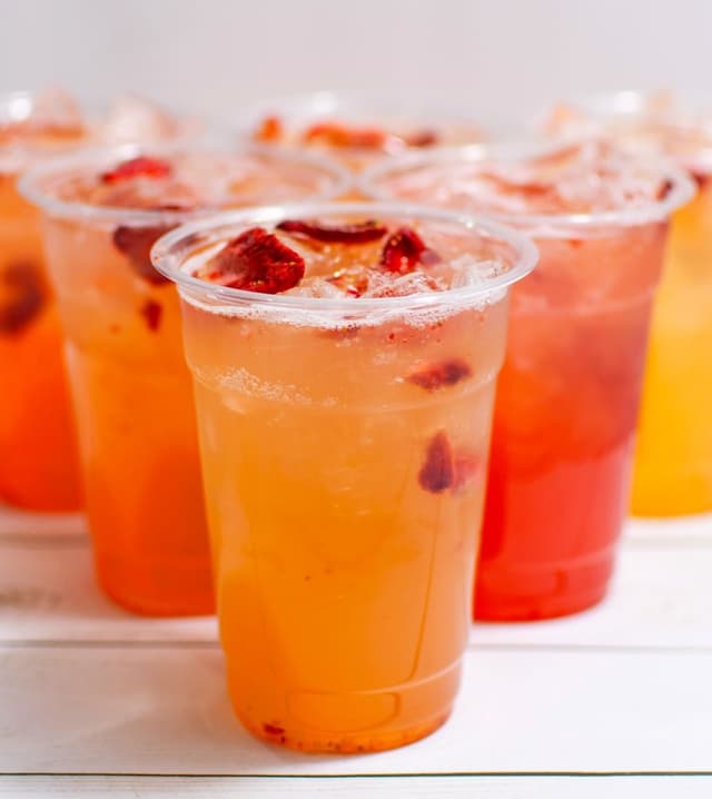 Fruit iced lemonade with strawberries