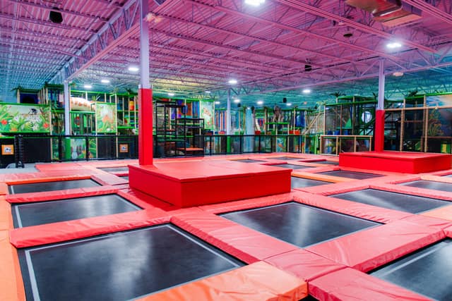 Trampolines and Jungle Gym at Lava Island