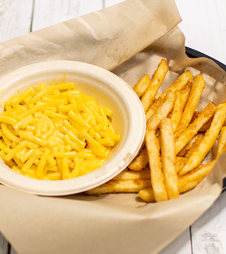 Mac and cheese with French fries